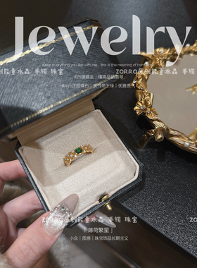 天然水沫玉925银戒指女