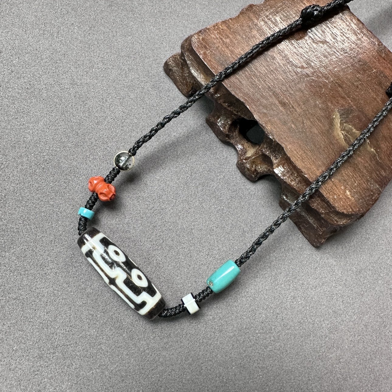 金刚杵四眼天珠南红绿松18K金镶绿幽灵原创设计编绳项链颈首饰品,淘宝优惠券,粉丝福利购,淘宝优惠卷