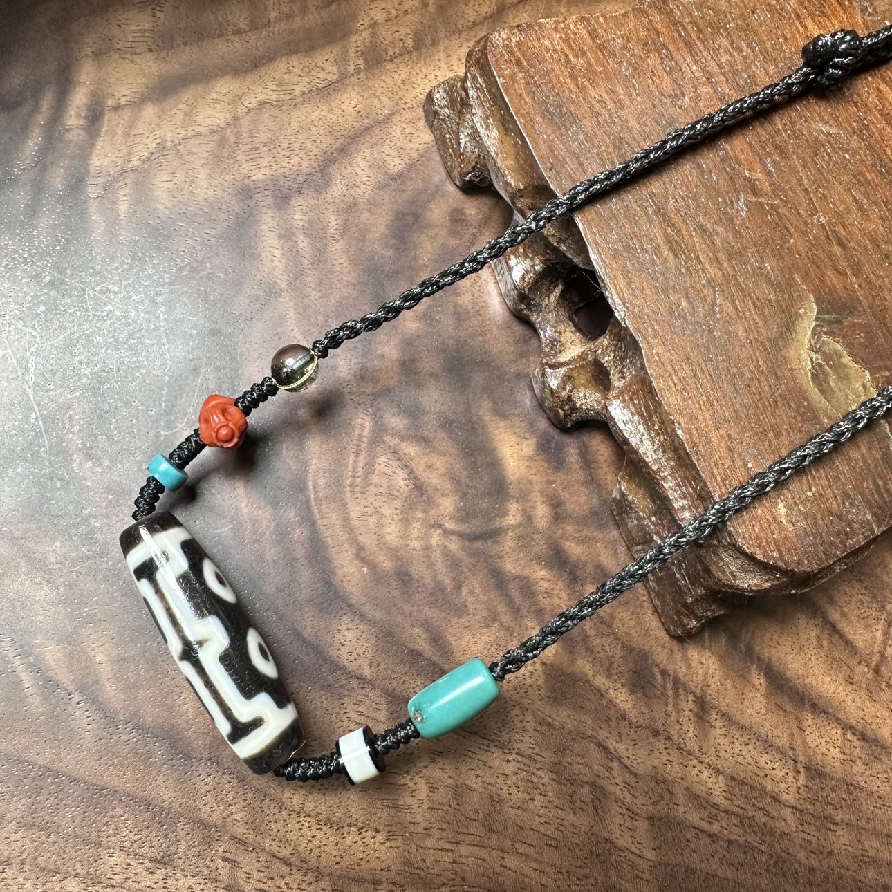 金刚杵四眼天珠南红绿松18K金镶绿幽灵原创设计编绳项链颈首饰品,淘宝优惠券,粉丝福利购,淘宝优惠卷