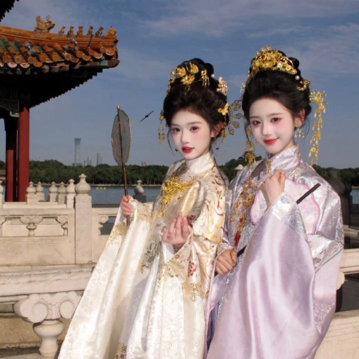 原创汉服女【白金-凤求凰】明制大明贵女重工全妆花织金立领长袍,淘宝优惠券,粉丝福利购,淘宝优惠卷