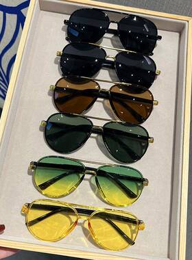 新款飞行员双梁太阳镜欧美跨境女高级感男士蛤蟆墨镜3026眼镜