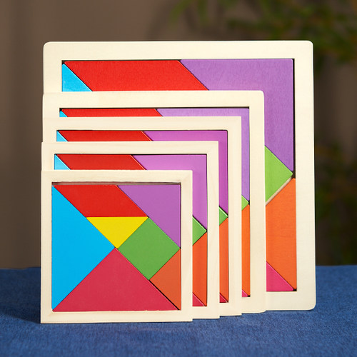 七巧板小学生专用一年级智力拼图幼儿园教具儿童早教益智玩具拼板 - 图0