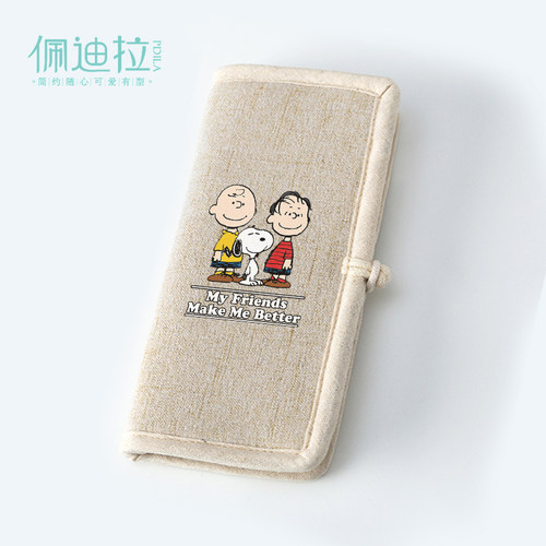 史努比布艺小钱包女学生零钱袋帆布棉麻查理布朗日系文艺少女心 - 图0