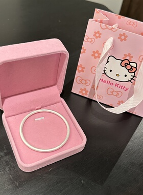 足银999古法磨砂素圈手镯高级感闭口纯银镯子闺蜜生日礼物送女友