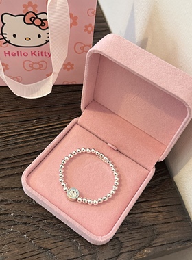 999足银叮当猫圆珠手链女生简约童趣蓝胖子手串大人儿童生日礼物