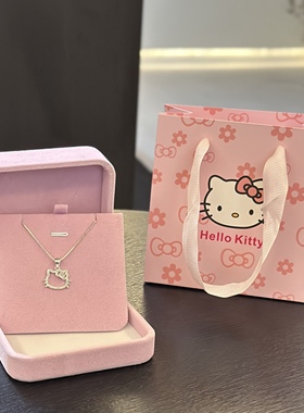 生日礼物Kitty猫纯银项链女日韩轻奢kt小众设计锁骨链送女友闺蜜