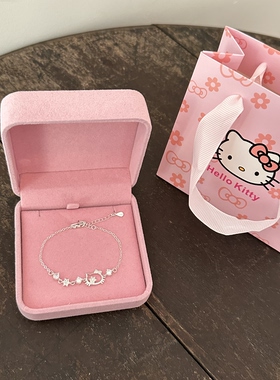 小众精致Kitty猫银手链女温柔风送闺蜜女友百搭银饰手环生日礼物