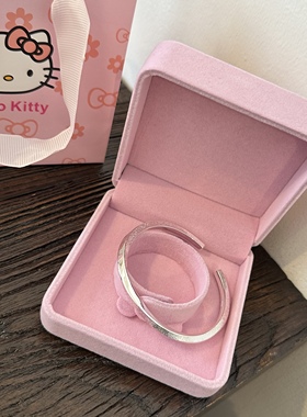 莫比乌斯999纯银手镯女款小众设计开口银手环送闺蜜女友生日礼物