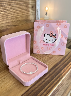 足银手链女2026新款Kitty猫手串少女心银饰品送女生儿童生日礼物