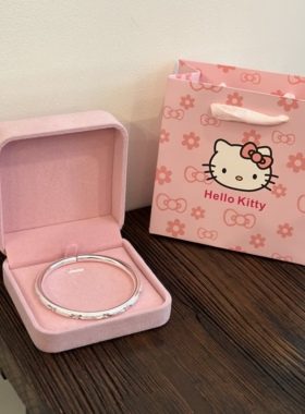 999纯银铃铛手镯女实心足银镯子小众年轻款送女友生日礼物