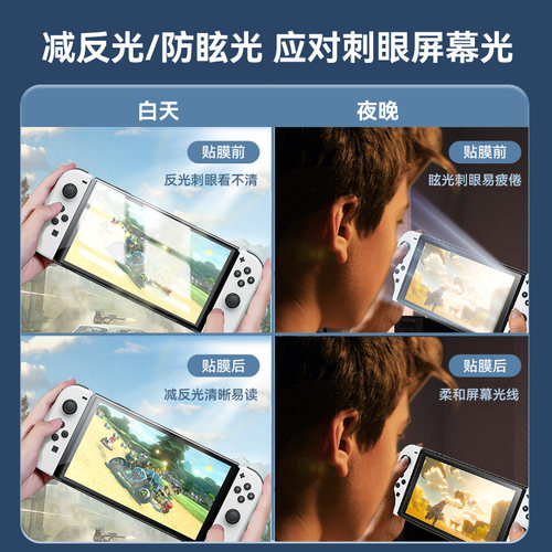 0度 适用任天堂switch钢化膜防蓝光防眩光switcholed护眼屏保switch2屏幕保护减反光防刮防摔lite贴膜高清膜 - 图1