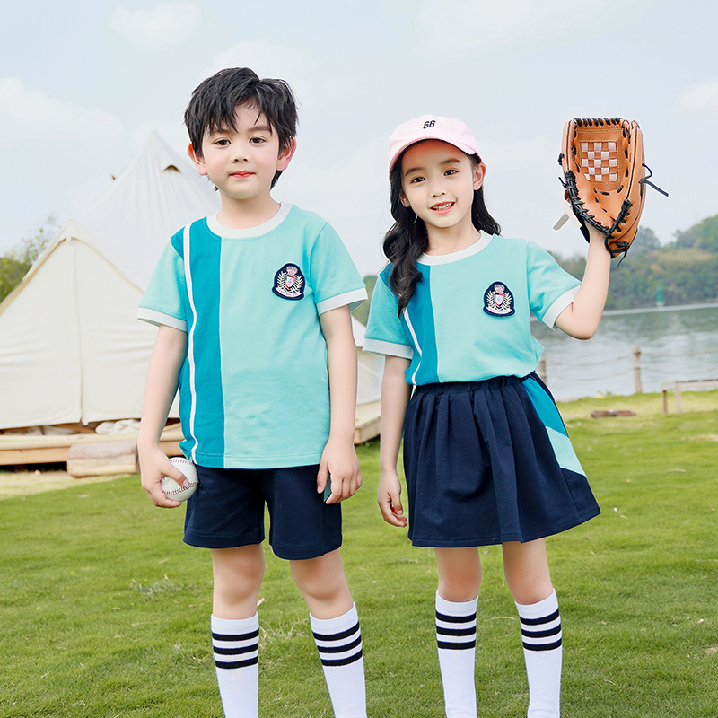 幼儿园园服夏装学院风纯棉儿童班服短袖运动服夏季小学生校服套装