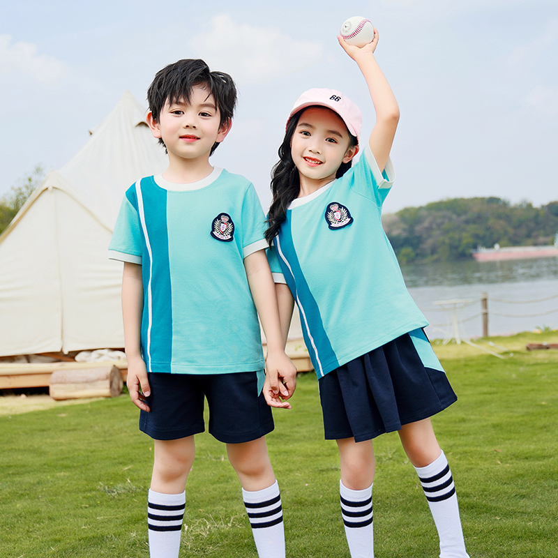 幼儿园园服夏装学院风纯棉儿童班服短袖运动服夏季小学生校服套装