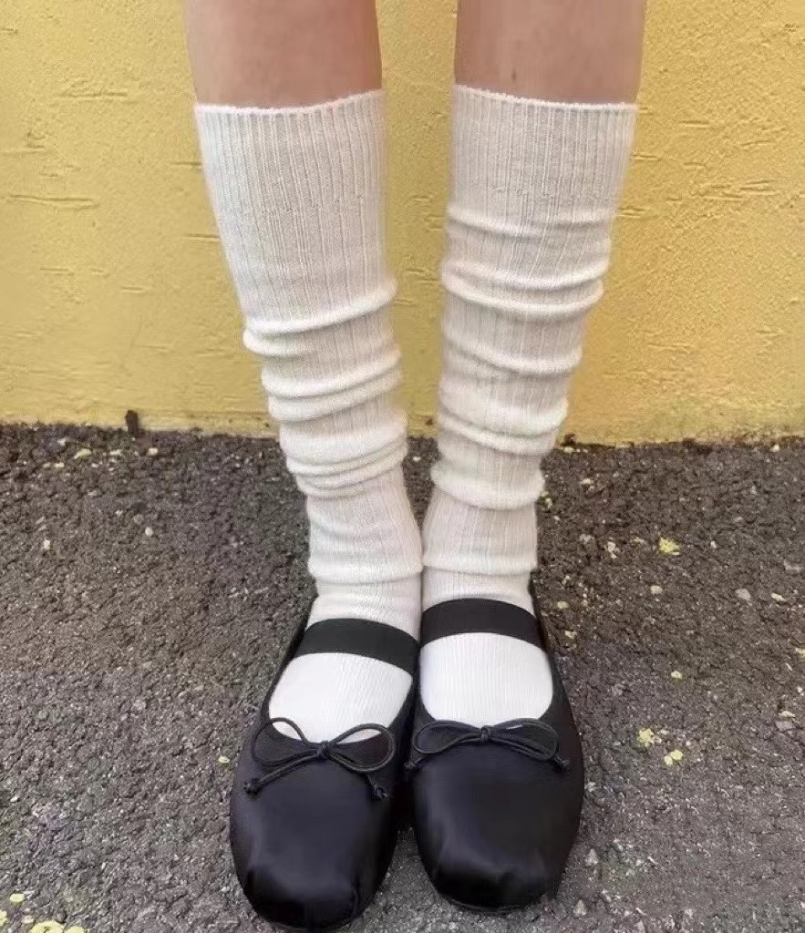 韩国老板娘同款东大门过膝羊毛袜粗针羊绒纯色叠穿高筒秋冬堆堆袜,淘宝优惠券,粉丝福利购,淘宝优惠卷