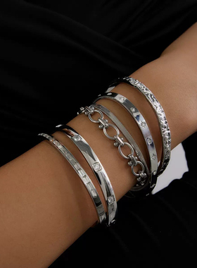 欧美星闪钛钢手镯不掉色首饰轻奢高级感手链简约气质