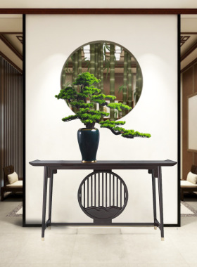仿真迎客松盆景绿植摆件办公室家居客厅玄关柜装饰品送礼酒店软装