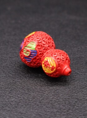 批发高含量朱砂红砂彩绘保真六字真言葫芦八卦福禄项链吊坠配件