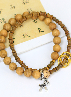 小木马款DIY绿檀木竹节5×7奶香木 手链厂家批发8MM男女念珠首饰