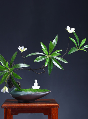 新中式花艺永生苔藓盆景小原流插花艺餐厅茶室样板间创意绿植摆件