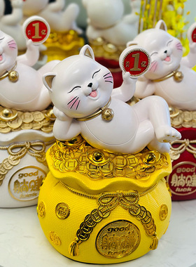 2025年新款网红招财猫摆件躺赚店铺前台收银台装饰品新店开业礼物