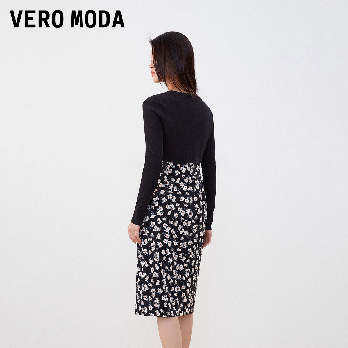 Vero Moda连衣裙针织衫套装2023秋冬新款雪纺吊带短裙长袖针织女