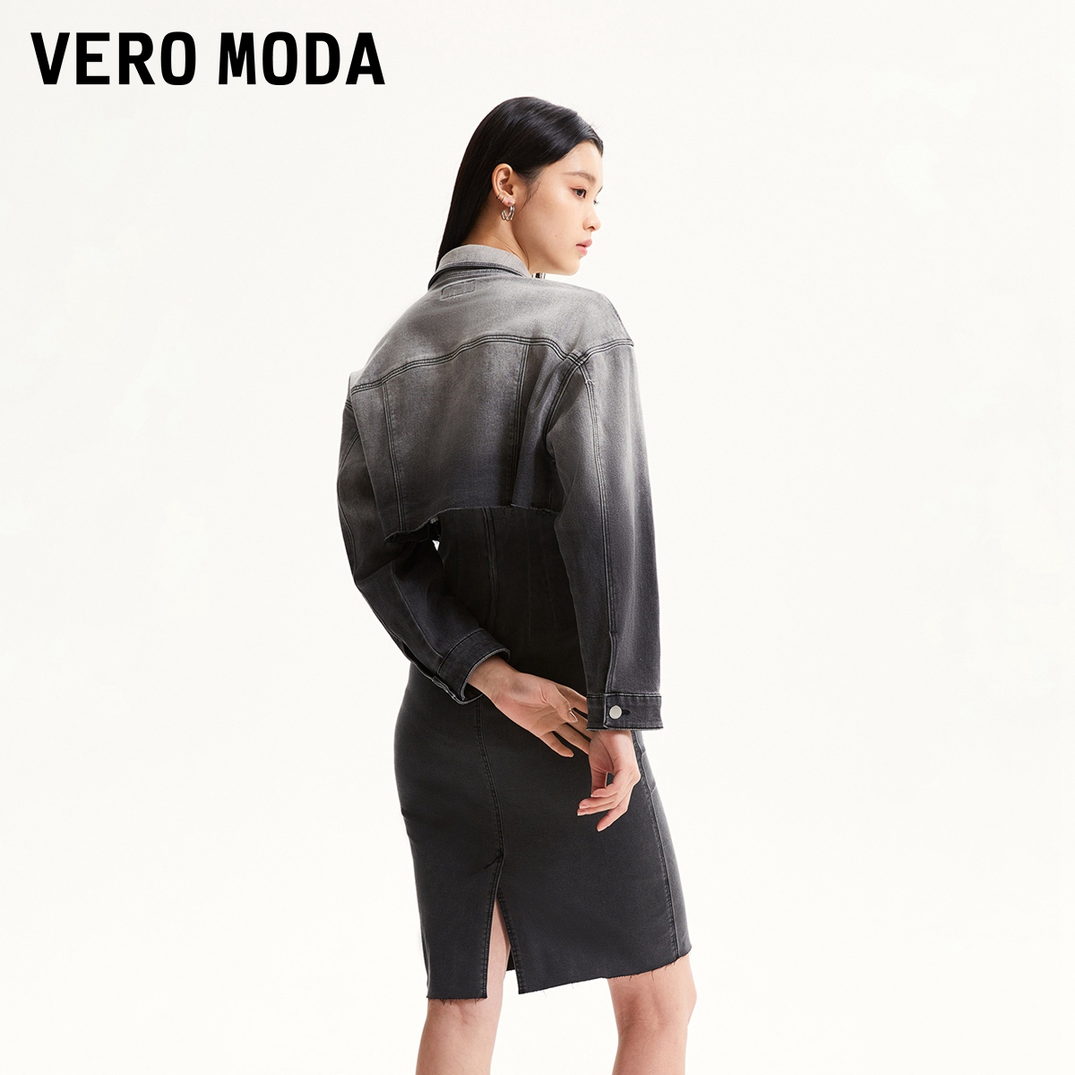 Vero Moda牛仔连衣裙2023秋季新款可调节吊带修身显瘦后拉链