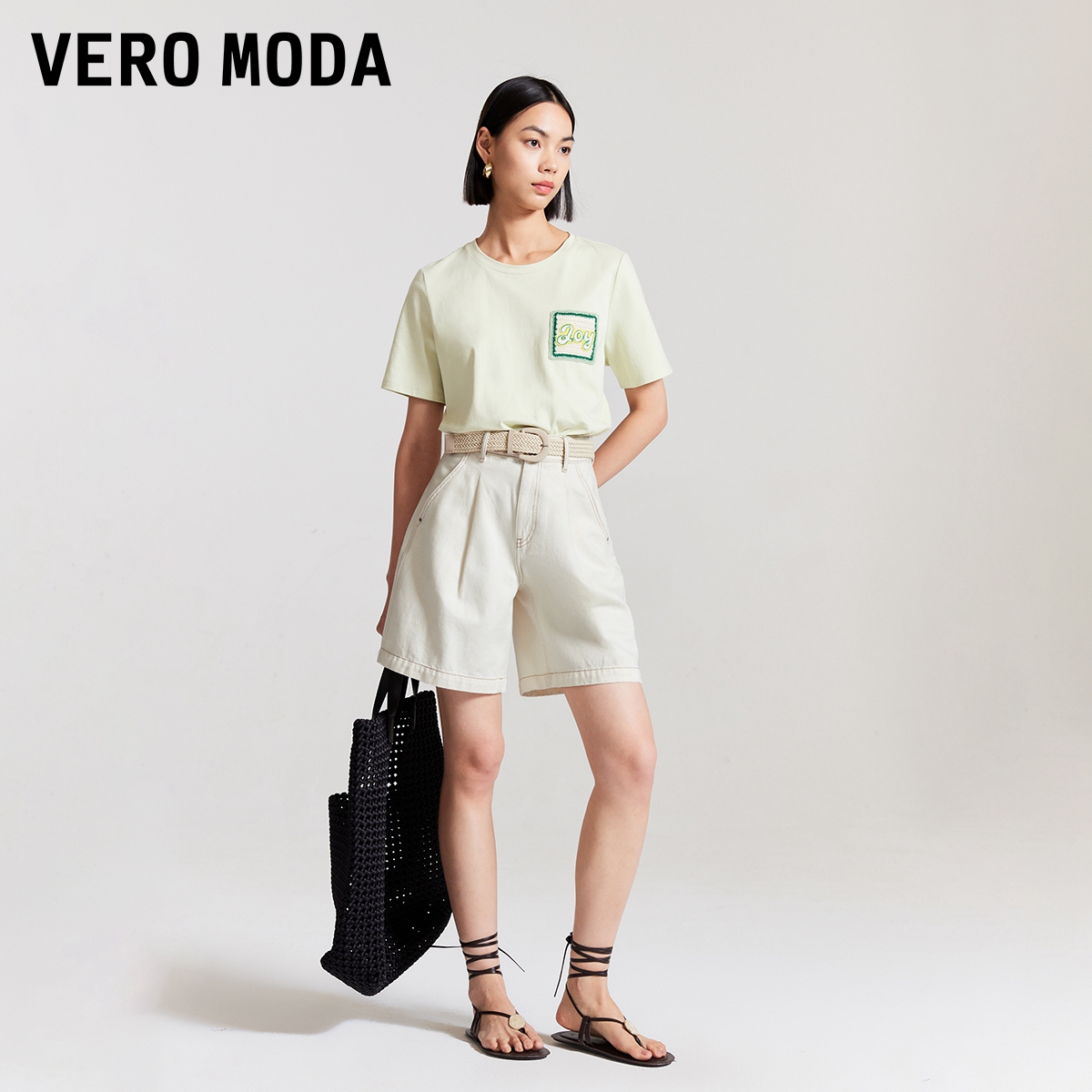 Vero ModaVero Moda2024春夏新款休闲高腰纯棉宽松牛仔短裤女