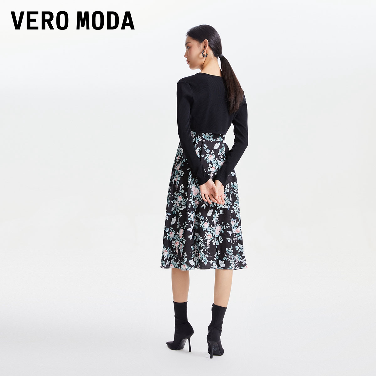 Vero Moda针织衫连衣裙套装2023秋冬新款坑条吊带肌理感长裙女