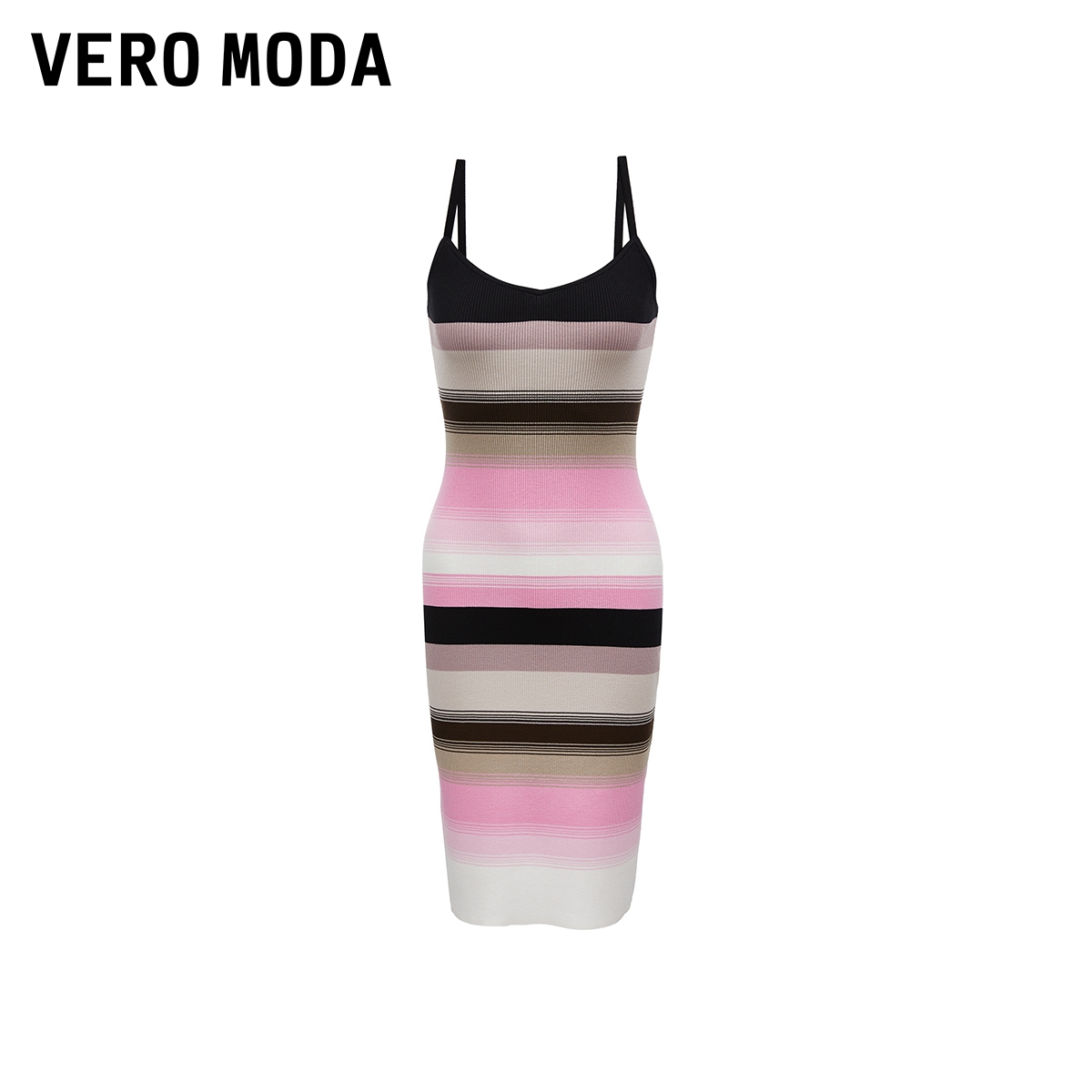 Vero Moda【轻盈裙】连衣裙2024春夏新款度假针织条纹撞色吊带裙