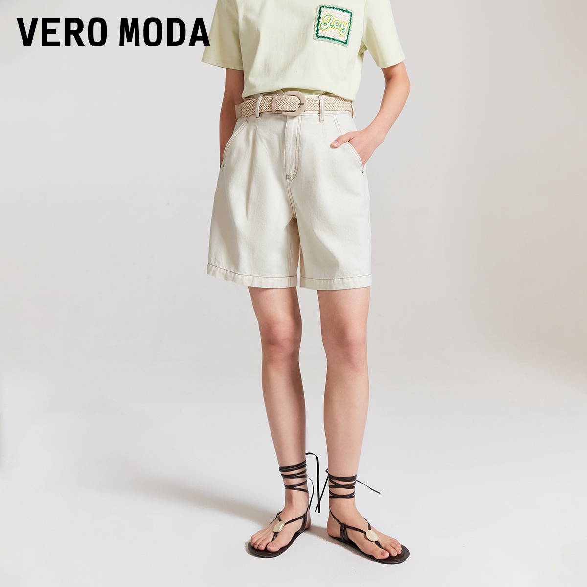 Vero ModaVero Moda2024春夏新款休闲高腰纯棉宽松牛仔短裤女