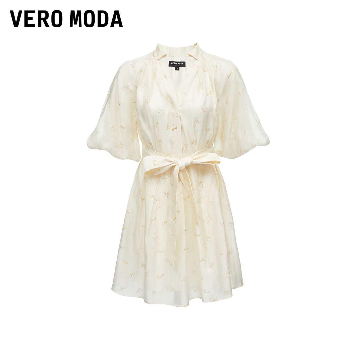 VeroModa连衣裙2023夏季新款时尚优雅灯笼袖