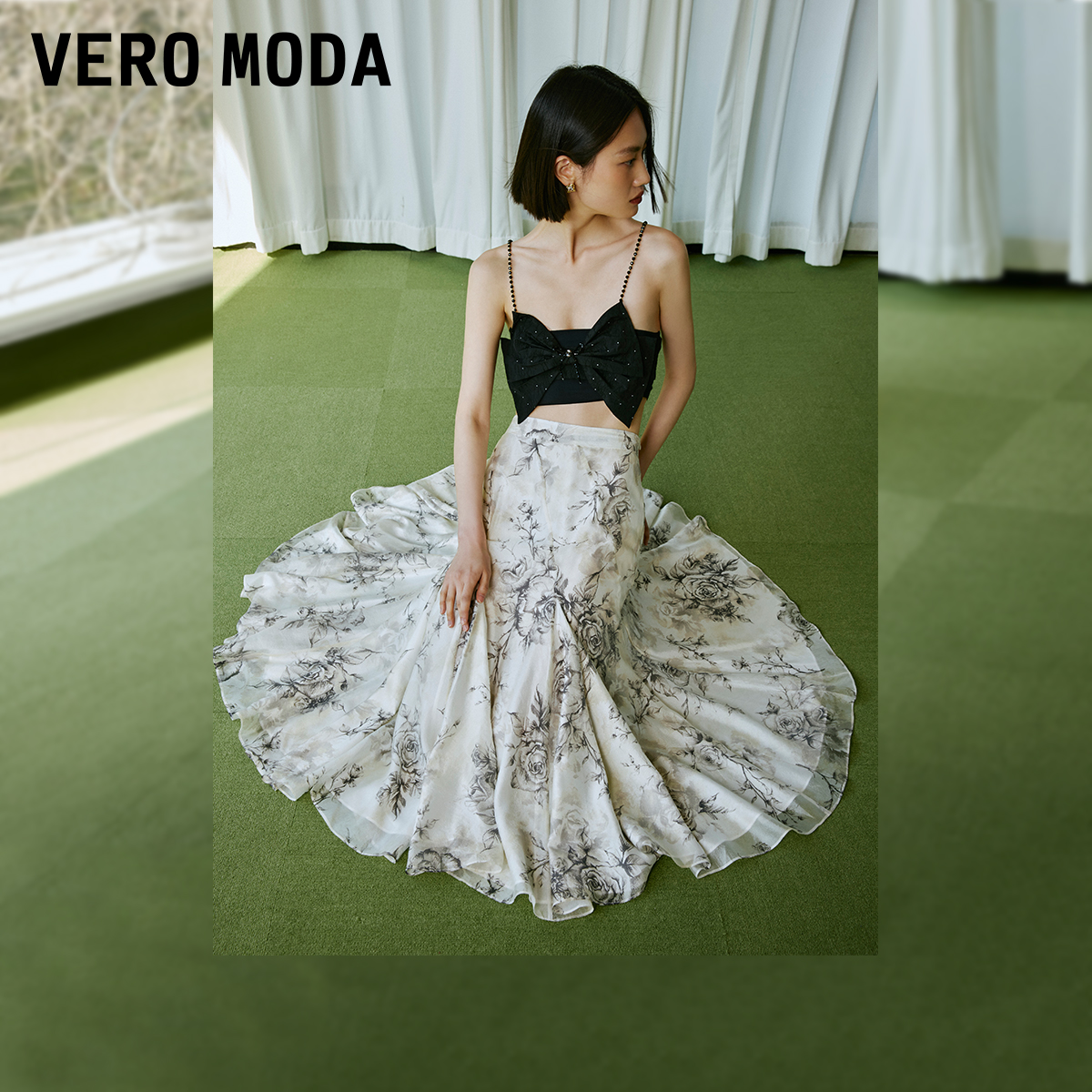 Vero Moda【魔法裙】连衣裙2024春夏新款收腰藏肉优雅约会长裙-图1