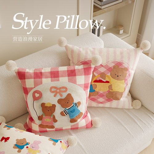 奶油风少女轻奢抱枕套含芯氛围感客厅沙发靠背垫装饰枕床头靠枕垫 - 图3