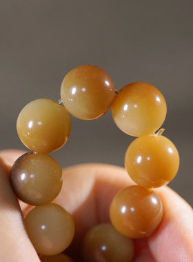 白玉菩提炭烧手串渐变奶咖色菩提子手链男女款文玩念珠绕指柔手饰