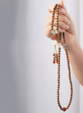 天珠猫猫款DIY绿檀木手链装饰厂家批发规格0.6男女款文玩念珠首饰