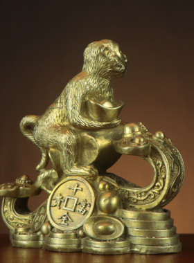 全铜猴子 如意猴 元宝猴 家居店铺铜猴子摆件厂家批发