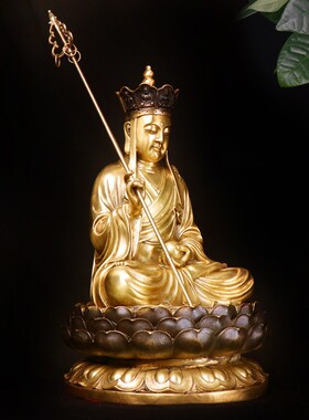 铜地藏王 菩萨摆件家居佛堂佛像供奉摆件 地藏王