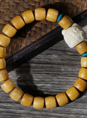 黄檀直切珠DIY醒狮款单圈佛珠文玩手串手链木串念珠男女款木质珠