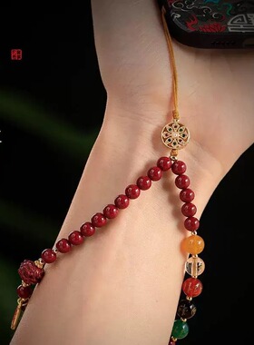 五路财神低含量朱砂手机链挂件女款精致高级感挂饰挂绳2025年新款