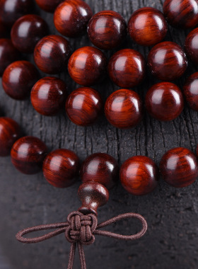 犀牛角紫檀犀角紫檀非洲小叶紫檀文玩手链108颗佛珠手串高密度