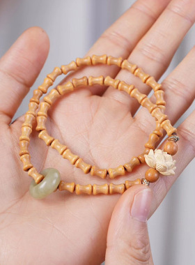 莲花运转款DIY芭比檀香竹节珠手链厂家批发规格5×7男女念珠首饰