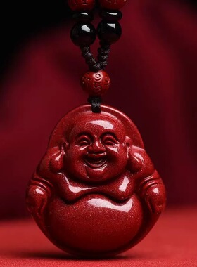 紫金砂朱砂弥勒佛吊坠大中小三号弥勒佛吊坠挂件低含量朱砂批发