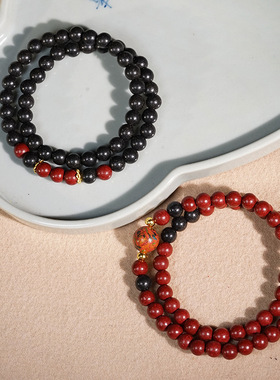 合香珠双圈6mm手链男女款轻奢设计师款香珠圆珠串手环复古手饰品