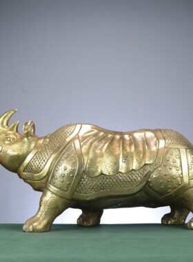 铜犀牛摆件 家居玄关客厅办公室工艺品创意犀牛摆件 大犀牛西牛