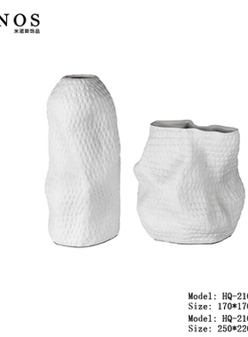 极简后现代样板房客厅高温陶瓷黑色异形花瓶花插花器轻奢家居摆件