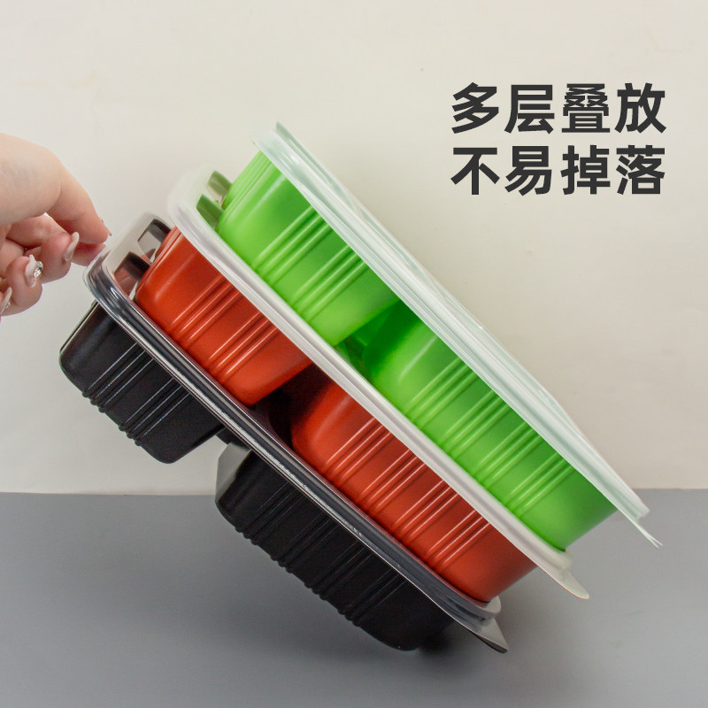 五格餐盒一次性分格打包盒三格四格饭盒分隔六格食品级可微波团餐 - 图1