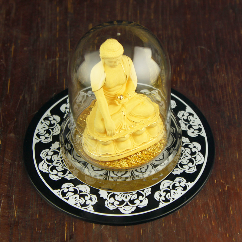 圆形防滑垫车内车载饰品佛像舍利塔佛塔摆件青花瓷莲花底座可清洗 - 图3