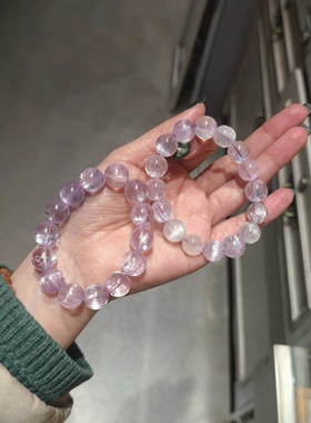 仙女风白镜原创新款超清透顺纹紫锂辉石手串手链好运