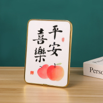 Ping An Happy Festive photo frame swing into the house Xuan Guan Swing Table Living Room Table Top Persimmon Persimmon Accessories Light Extravagant Decoration Painting