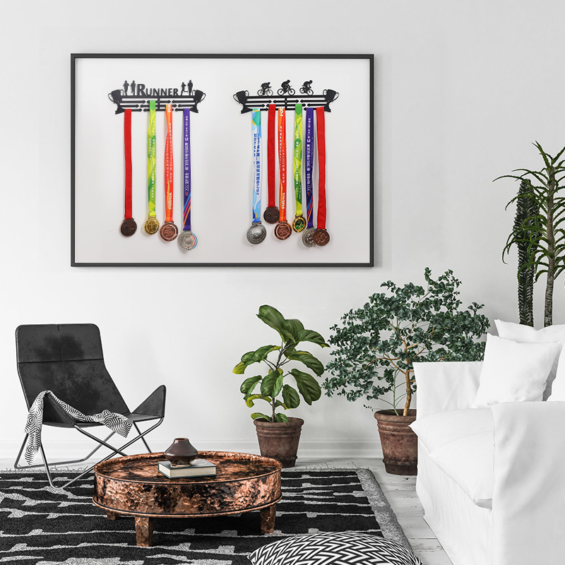 奖牌展示架体育运动马拉松荣誉墙收纳挂架免打孔墙面跑步金牌挂钩 - 图0